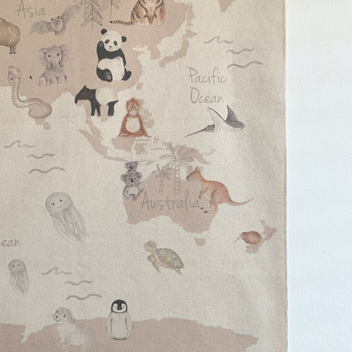 Animals Of The World - XL Fabric Wall Hanging Map