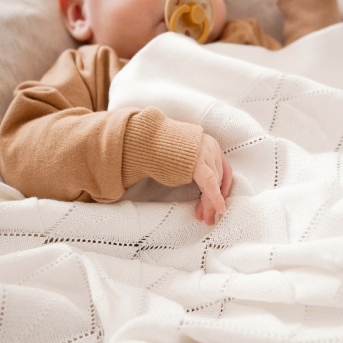 Organic Baby Blanket - Milk Pointelle Knit