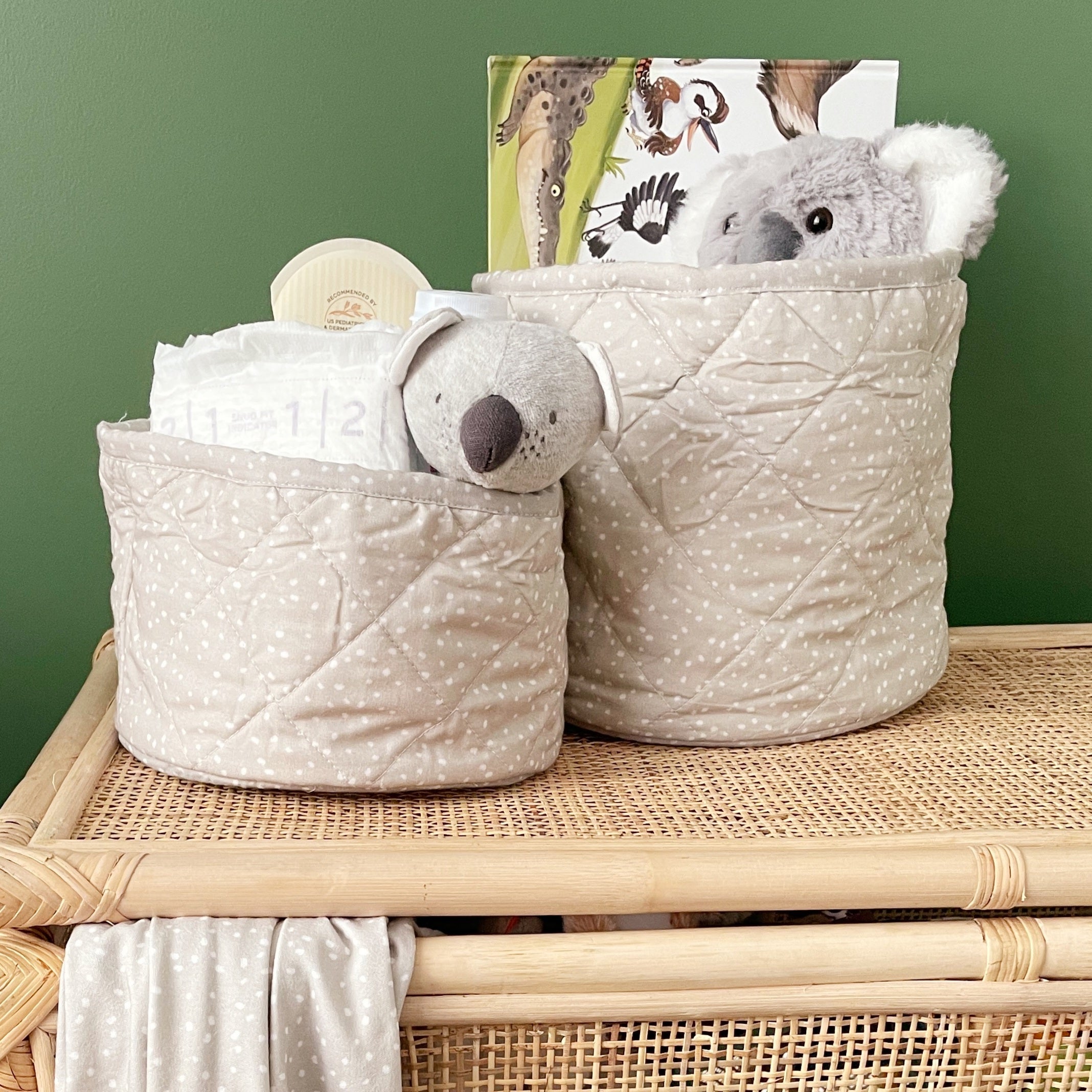 Eucalyptus Green - Quilted Storage Basket