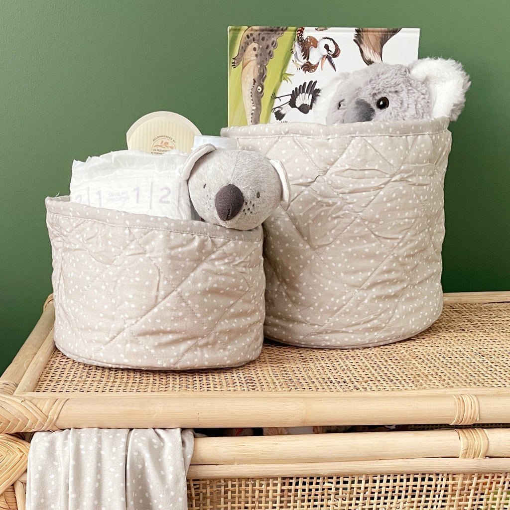 Eucalyptus Green - Quilted Storage Basket - SECONDS
